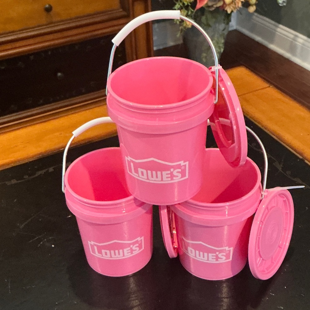 Mini Lowe's Pink Party Favor Buckets - Set of 3 - Picture 2 of 5